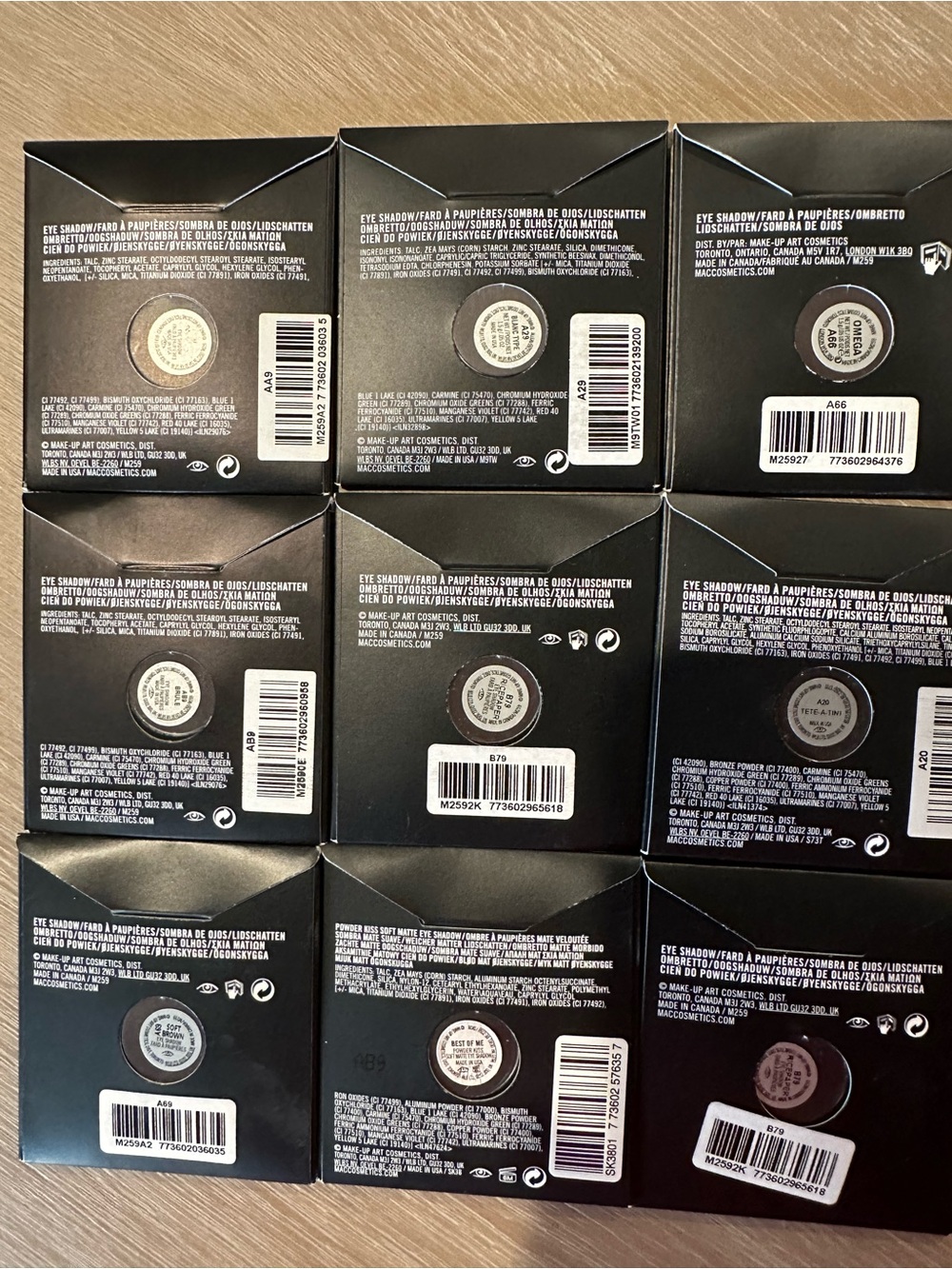 MAC Eyeshadow Lot Soft Brown Ricepaper Omega Brule + Pro Pallet 9 New - Picture 5 of 5
